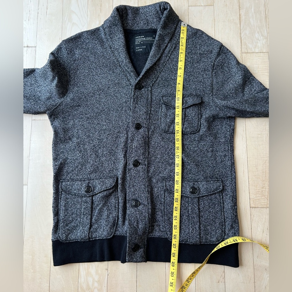 J. Crew Outerwear Fleece Heather Black Men’s Button Front Cardigan Size Large - Picture 5 of 9